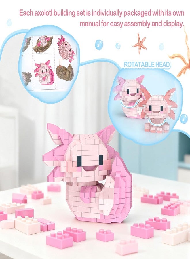 HIGH GODO 4 Axolotl Party Favors Building Set, Mini Axolotl Toy Figurines, Goodie Bag Stuffers, Classroom Prize Box, Gifts for Adults Teens Age 14+ - Image 4